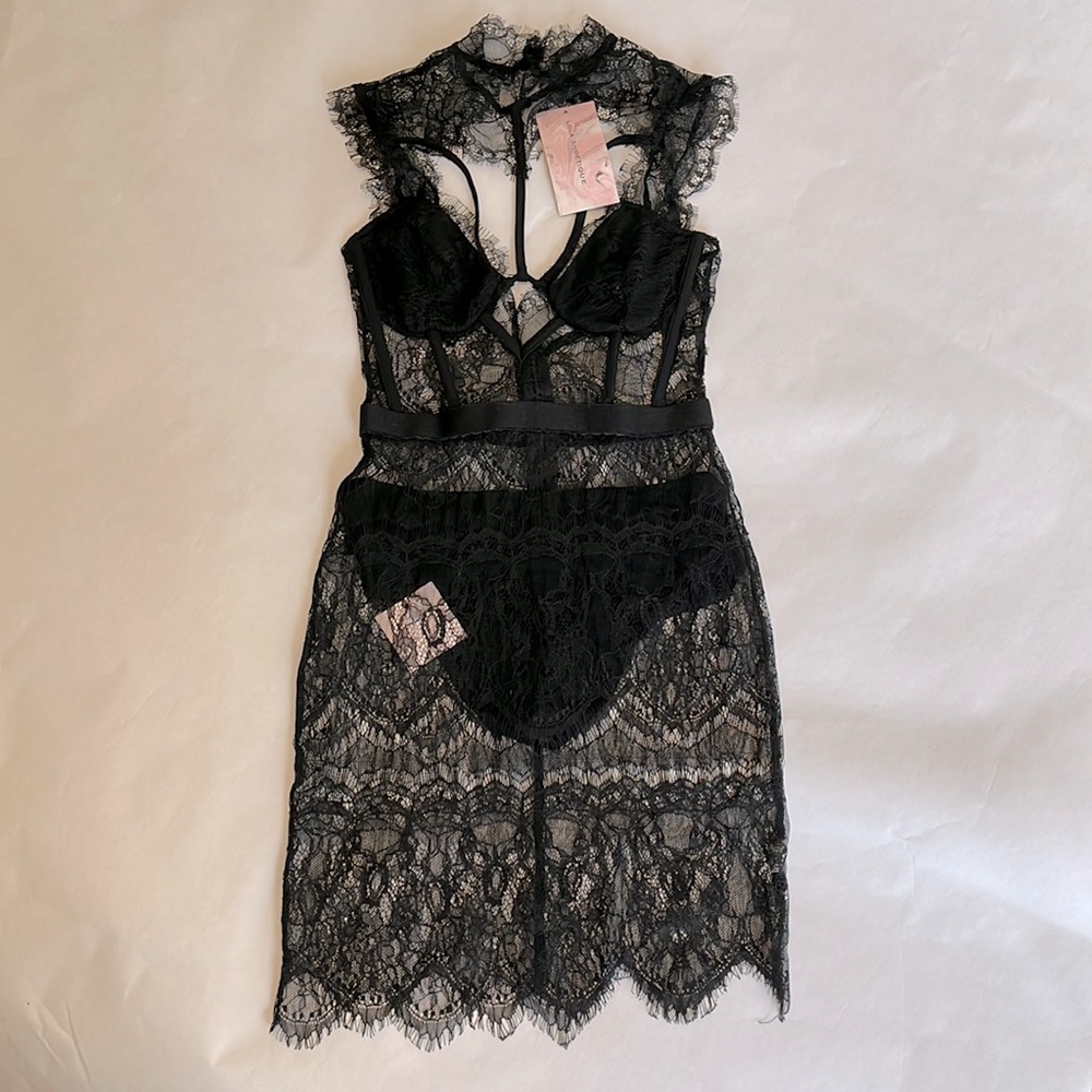 MISS LOLA SEXY SHEER LACE DRESS